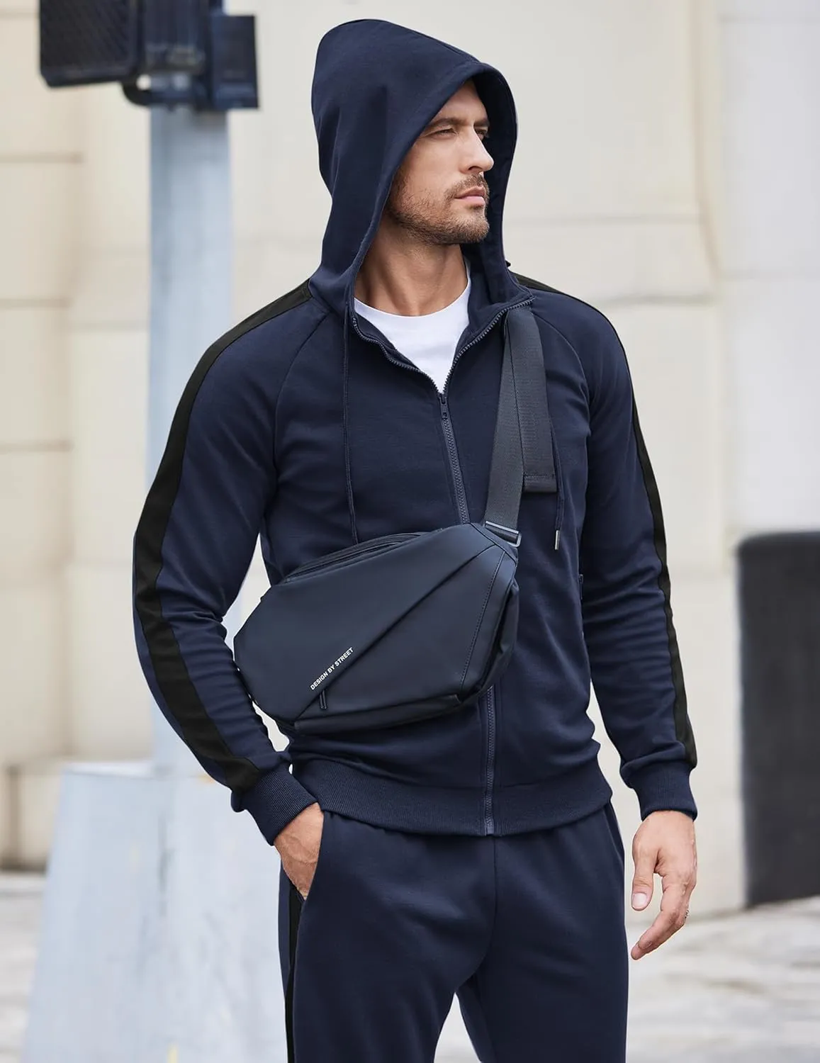 COOFANDY Tracksuit Mens with Zipper Pockets Full Zip Hoodie Sweatsuit 2 Pieces Running Jogging Sports Casual Sweat Suits
