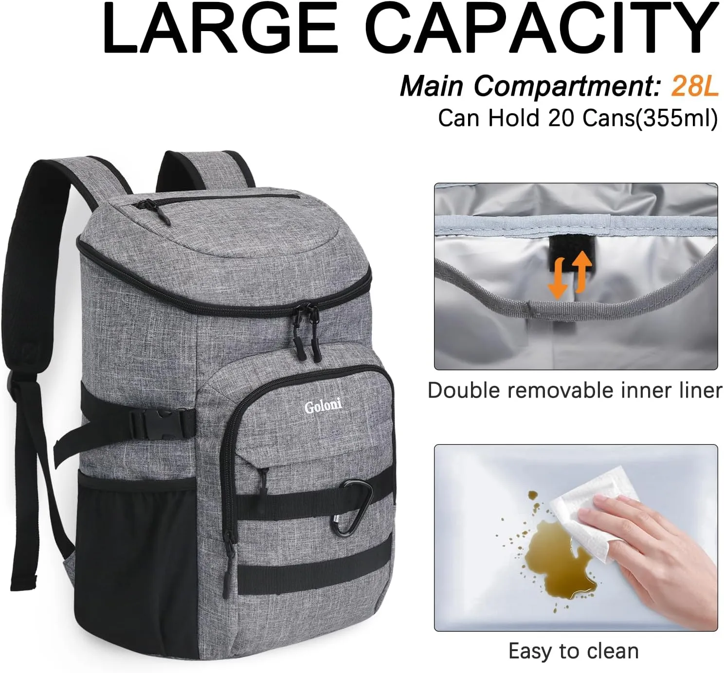 Cooler Backpack Insulated Leak Proof,Small Soft Coolers Bag for Men and Women Camping,Travel,Beach,Hiking,Picnic