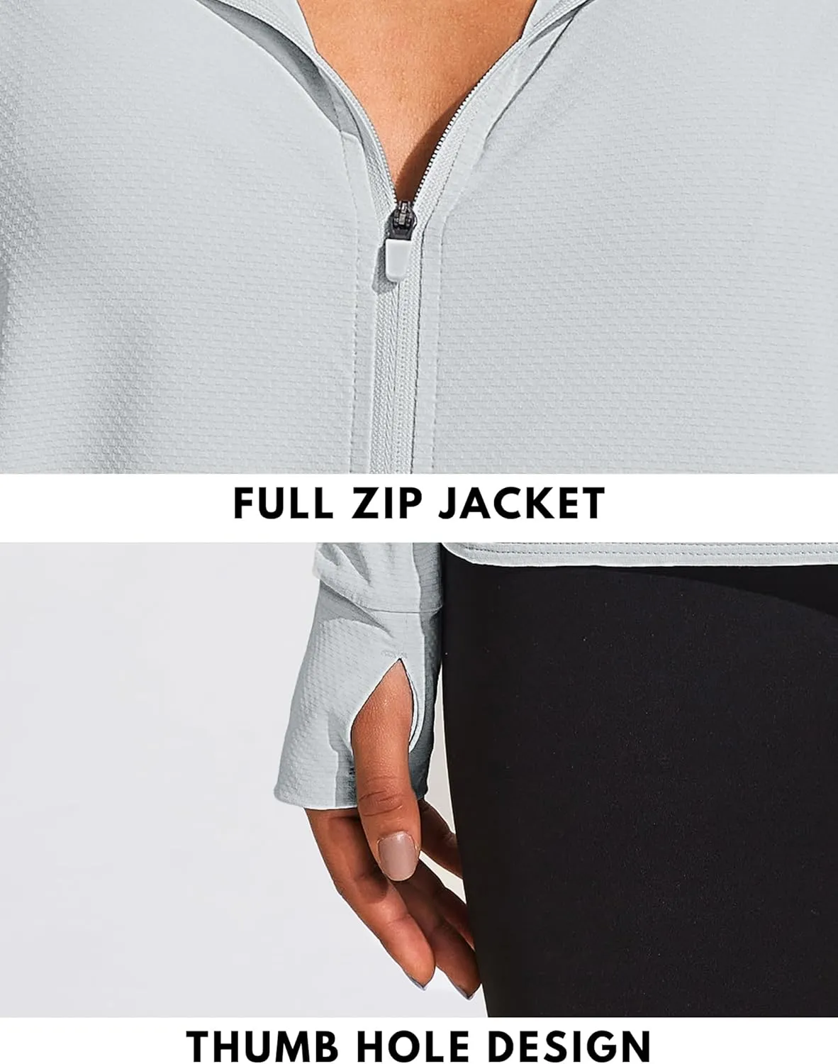 COOrun Women's UPF 50  Jackets Sun Protection Golf Athletic Jackets Lightweight Full Zip Long Sleeve Shirts with Pockets