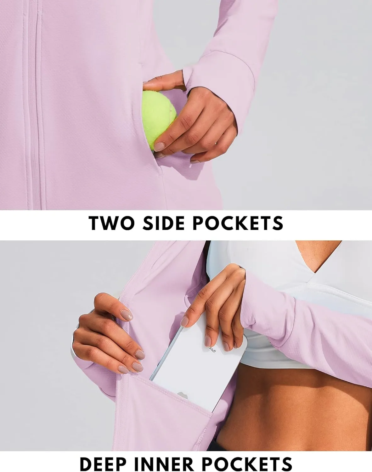 COOrun Women's UPF 50  Sun Protection Hoodie Jackets Full Zip Long Sleeve Active Shirts Outdoor Hiking Running