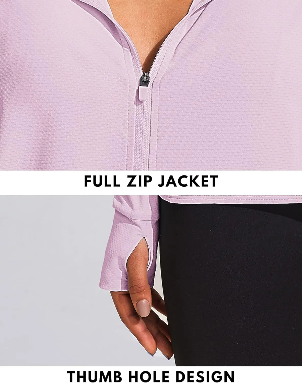 COOrun Women's UPF 50  Sun Protection Hoodie Jackets Full Zip Long Sleeve Active Shirts Outdoor Hiking Running