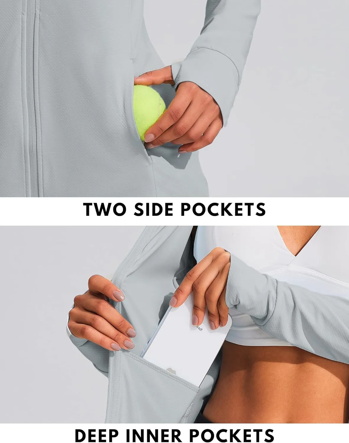 COOrun Women's UPF 50  Sun Protection Hoodie Jackets Full Zip Long Sleeve Active Shirts Outdoor Hiking Running