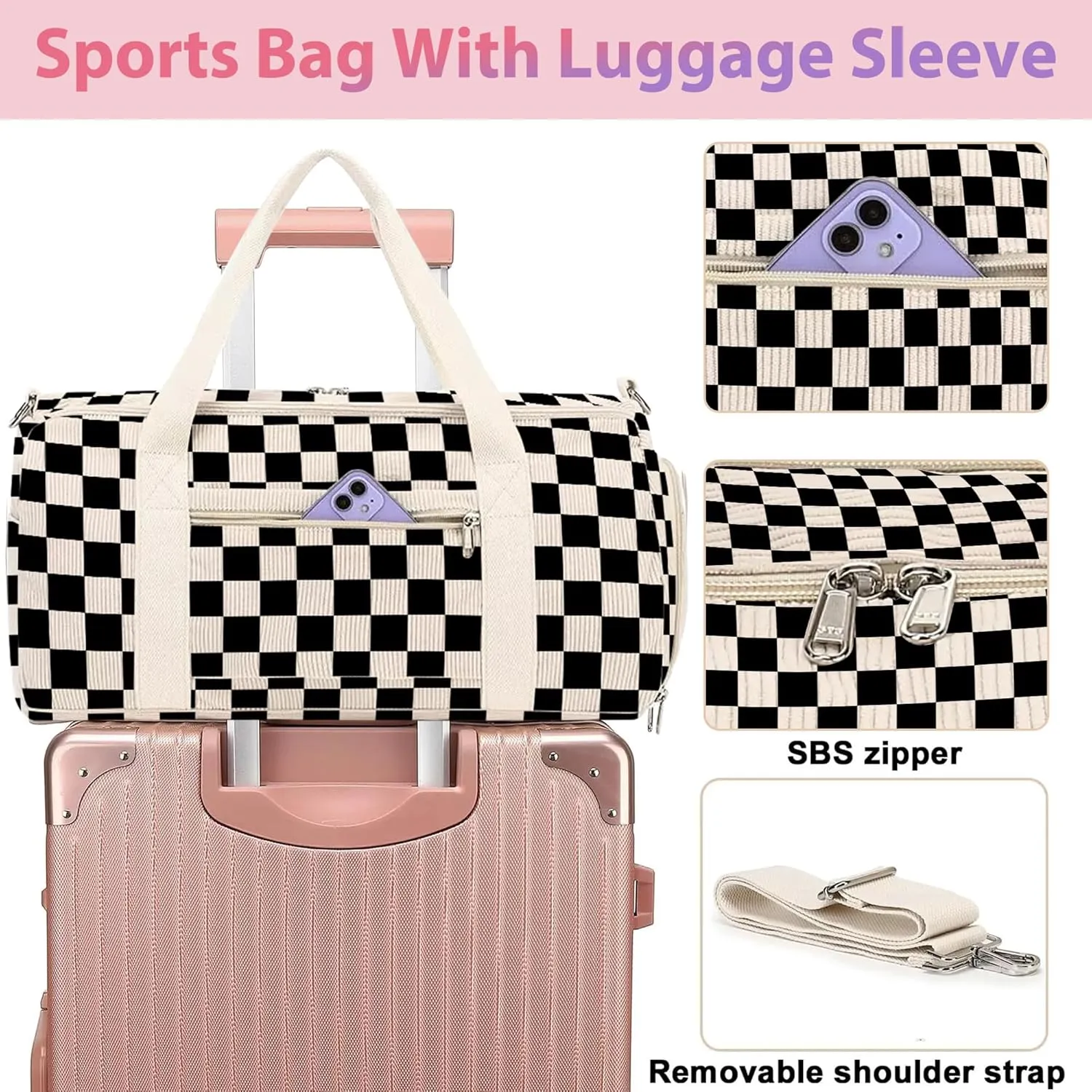 Corduroy Duffle Bag for Women,Gym Bag Girls Kids with Shoes Compartment & Wet Separation Waterproof Sports Overnight Travel Bag