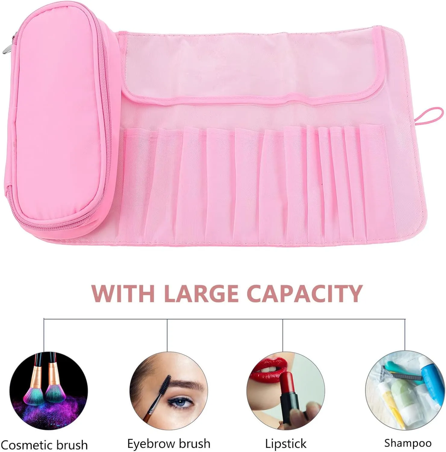 Cosmetic Brush Bag Rolling Makeup Case Organize Your Makeup on The Beauty Essential