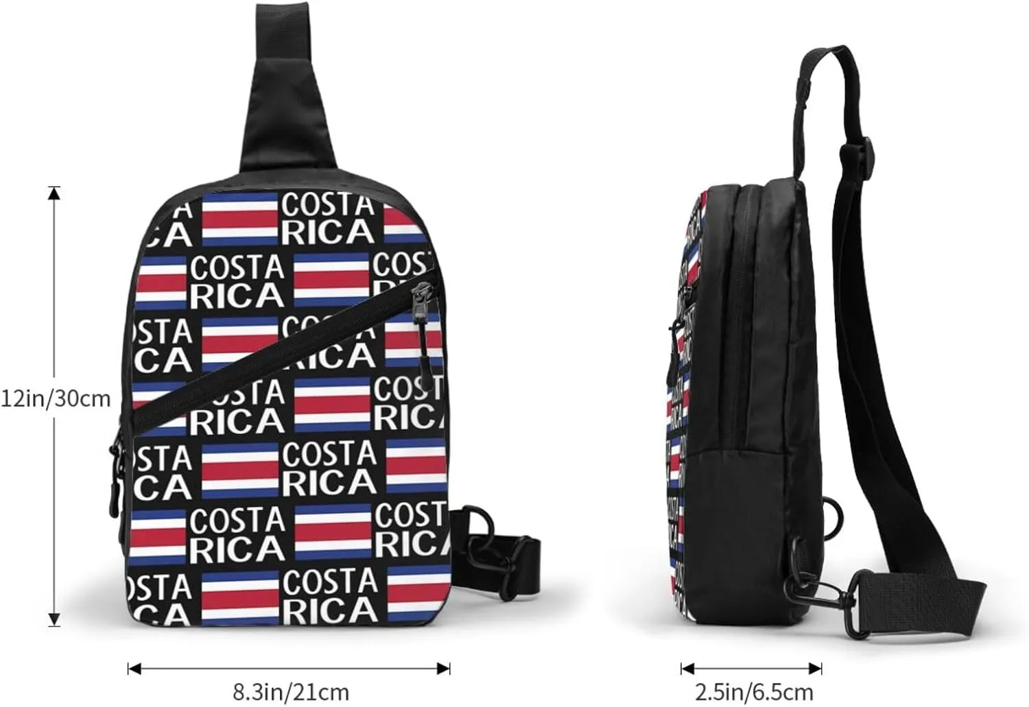 Costa Rica Flag Costa Rican Flags Packable Crossbody Bag Portable Sling Bags Foldable Travel Daypack Reusable Sports Shoulder Backpack Diagonally Chest Bag for Workout
