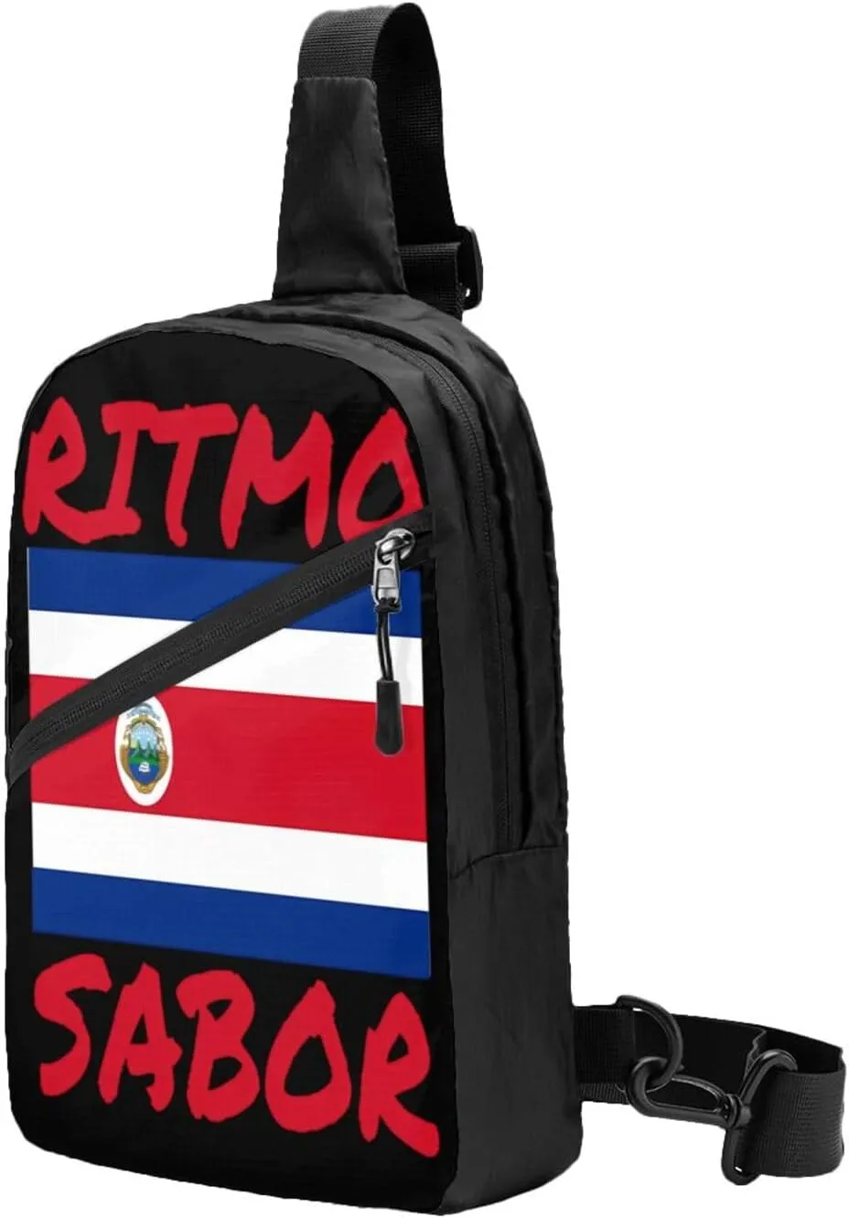 Costa Rica Flag Costa Rican Flags Packable Crossbody Bag Portable Sling Bags Foldable Travel Daypack Reusable Sports Shoulder Backpack Diagonally Chest Bag for Workout