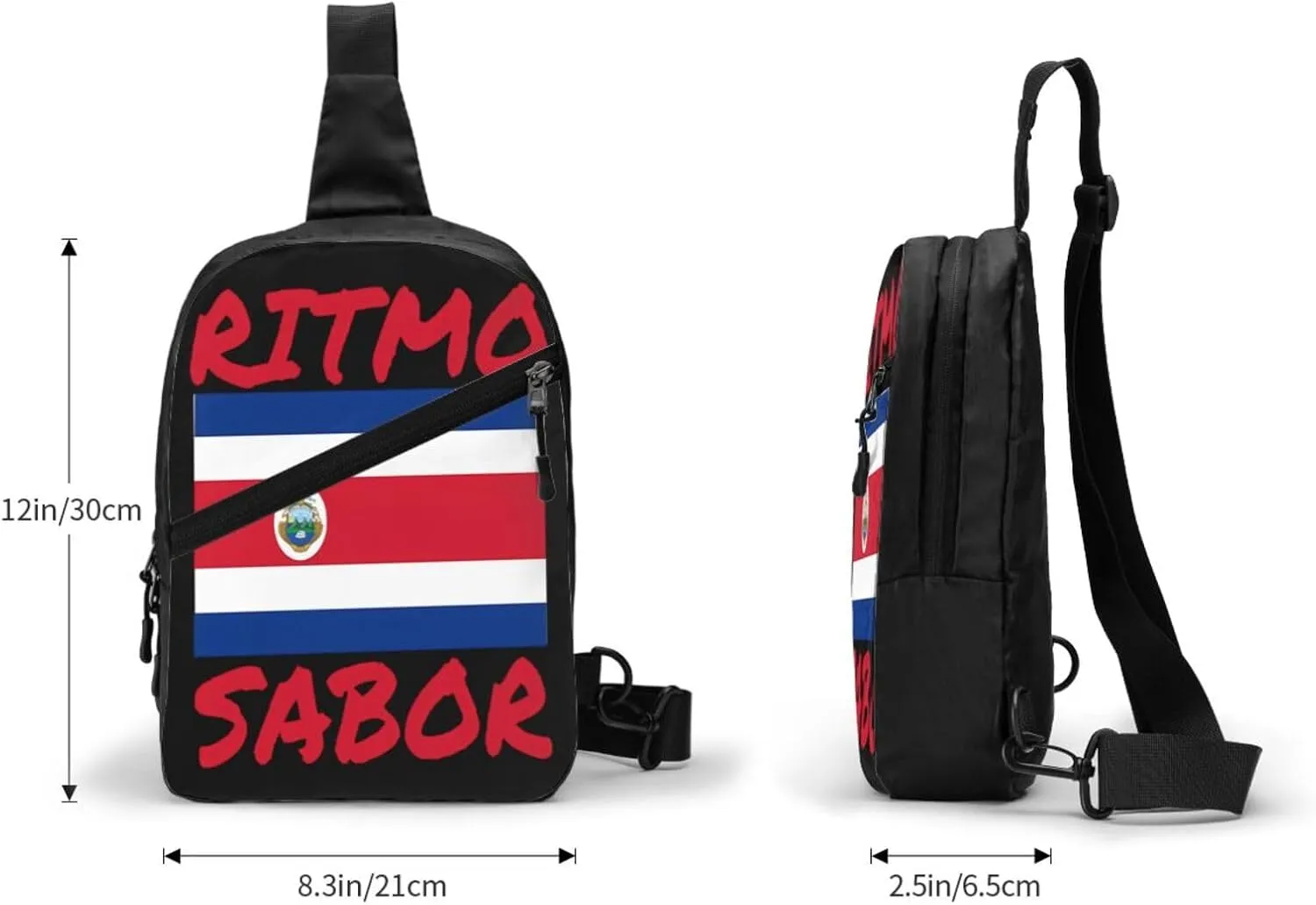 Costa Rica Flag Costa Rican Flags Packable Crossbody Bag Portable Sling Bags Foldable Travel Daypack Reusable Sports Shoulder Backpack Diagonally Chest Bag for Workout