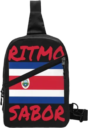 Costa Rica Flag Costa Rican Flags Packable Crossbody Bag Portable Sling Bags Foldable Travel Daypack Reusable Sports Shoulder Backpack Diagonally Chest Bag for Workout