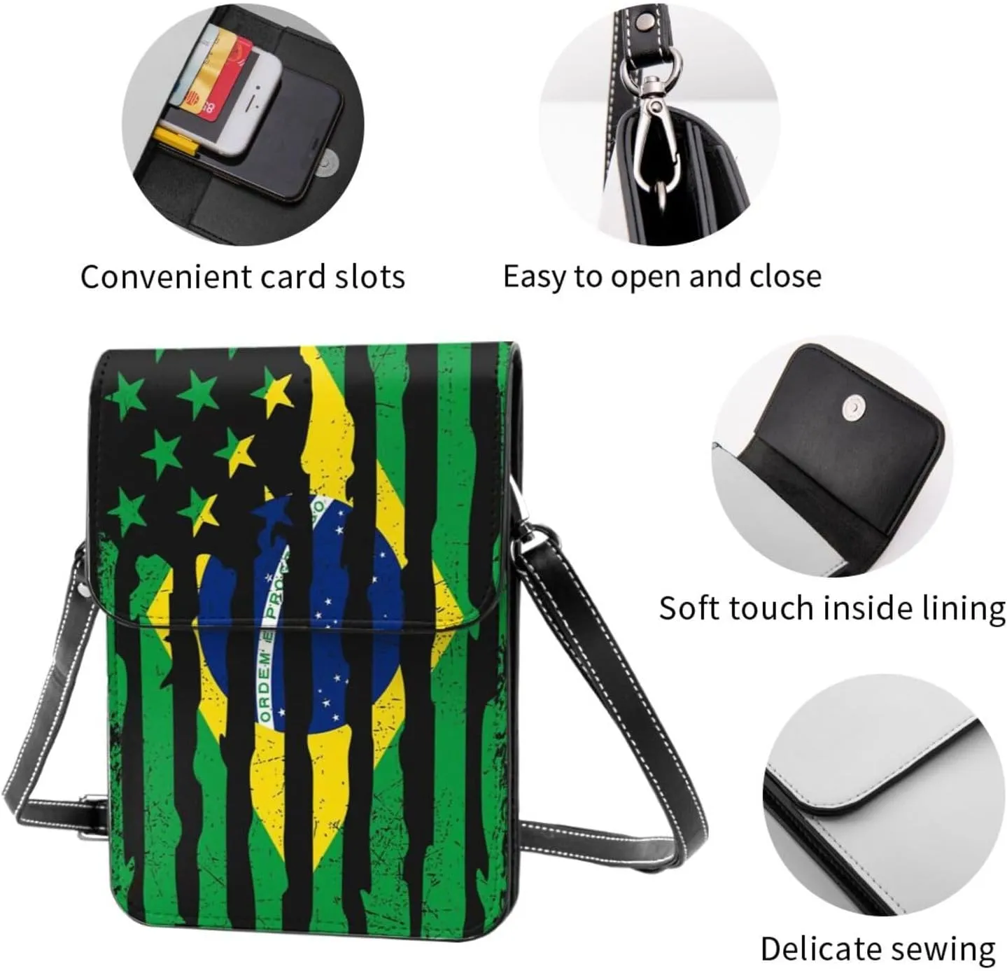 Cows and Sunflowers Cell Phone Purse Small Crossbody Bags For Women Men Wallet Purses With Adjustable Strap