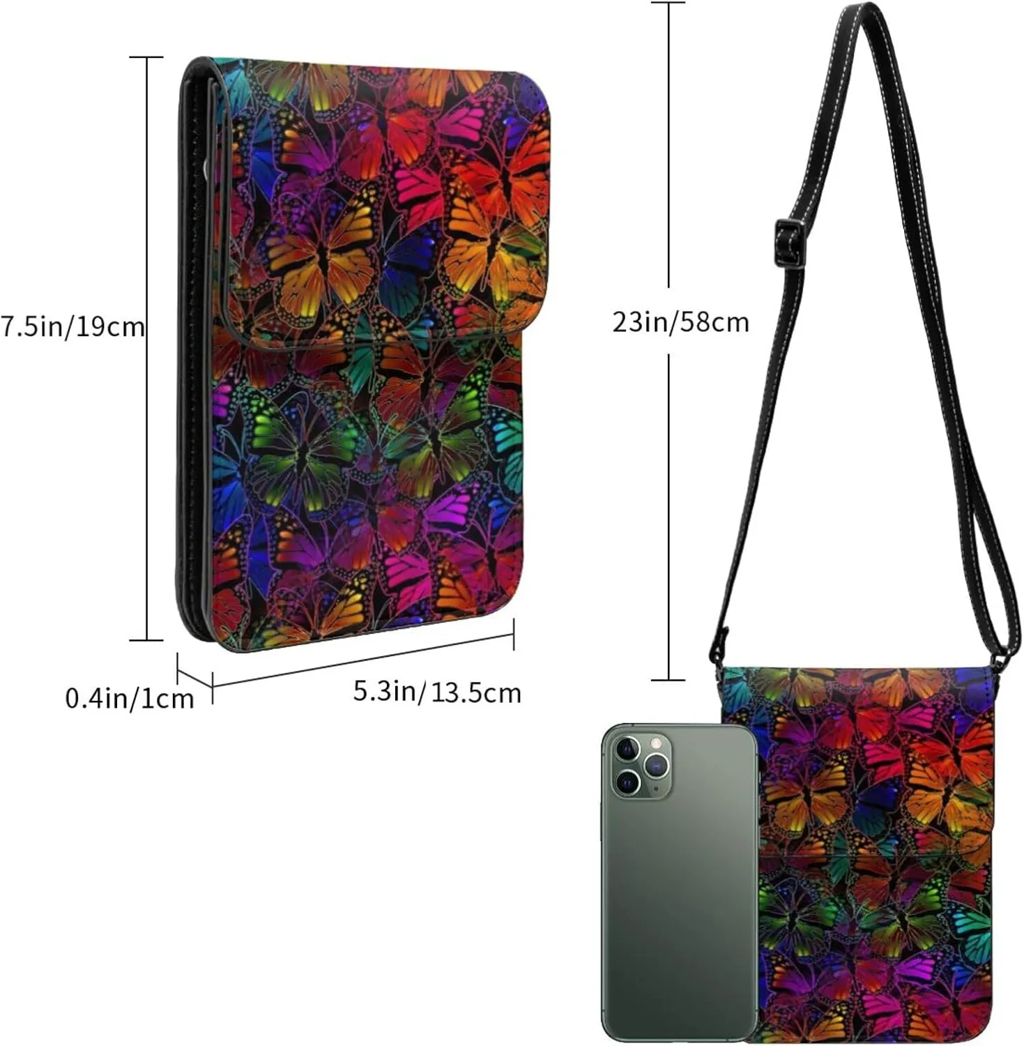 Cows and Sunflowers Cell Phone Purse Small Crossbody Bags For Women Men Wallet Purses With Adjustable Strap