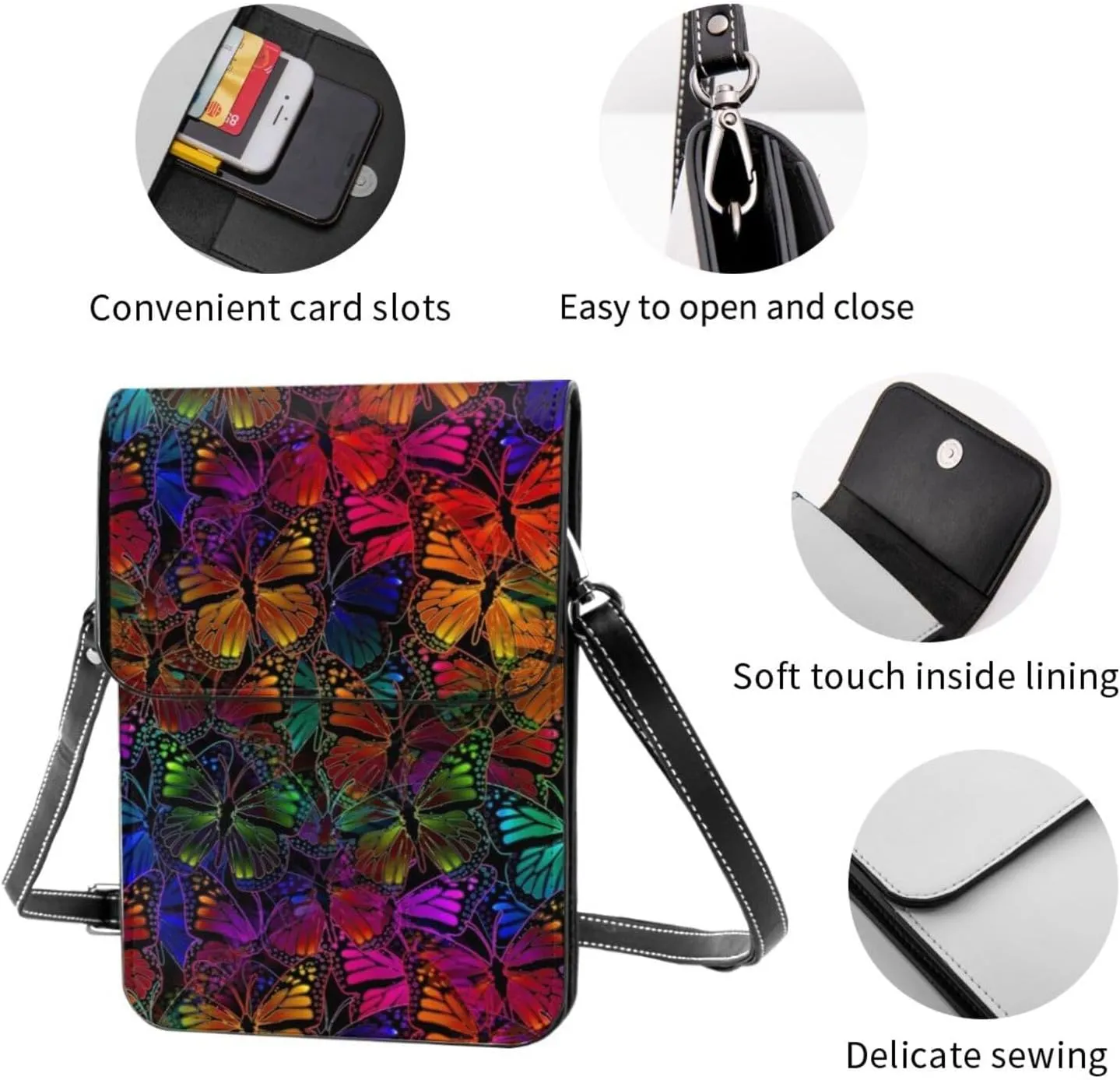 Cows and Sunflowers Cell Phone Purse Small Crossbody Bags For Women Men Wallet Purses With Adjustable Strap