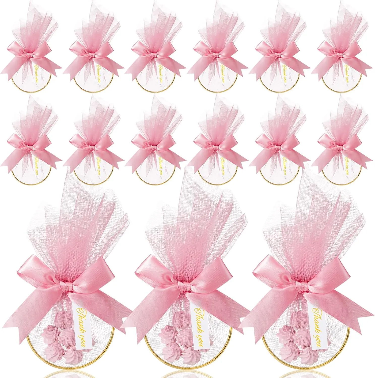 CPEGHDVM 50 Pcs 5.9 * 2.7in Wedding Favor Bags DIY Party Candy Favors Pouches Party Favors for Guests for Wedding Bridal Shower Baby Shower Birthday Party Decoration (Pink)