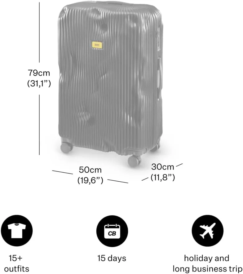 CRASH BAGGAGE Icon Stripe - 31 Inch Rolling Suitcase with 4 Spinner Wheels, Hardside Polycarbonate Travel Luggage, Lightweight, Interior Pockets, Airline Approved Lock, 100L - Large/Grape Violet