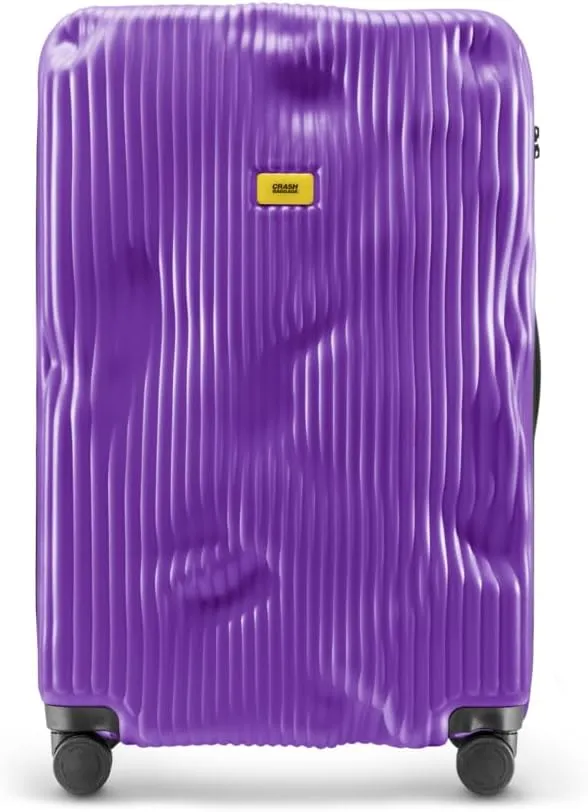 CRASH BAGGAGE Icon Stripe - 31 Inch Rolling Suitcase with 4 Spinner Wheels, Hardside Polycarbonate Travel Luggage, Lightweight, Interior Pockets, Airline Approved Lock, 100L - Large/Grape Violet