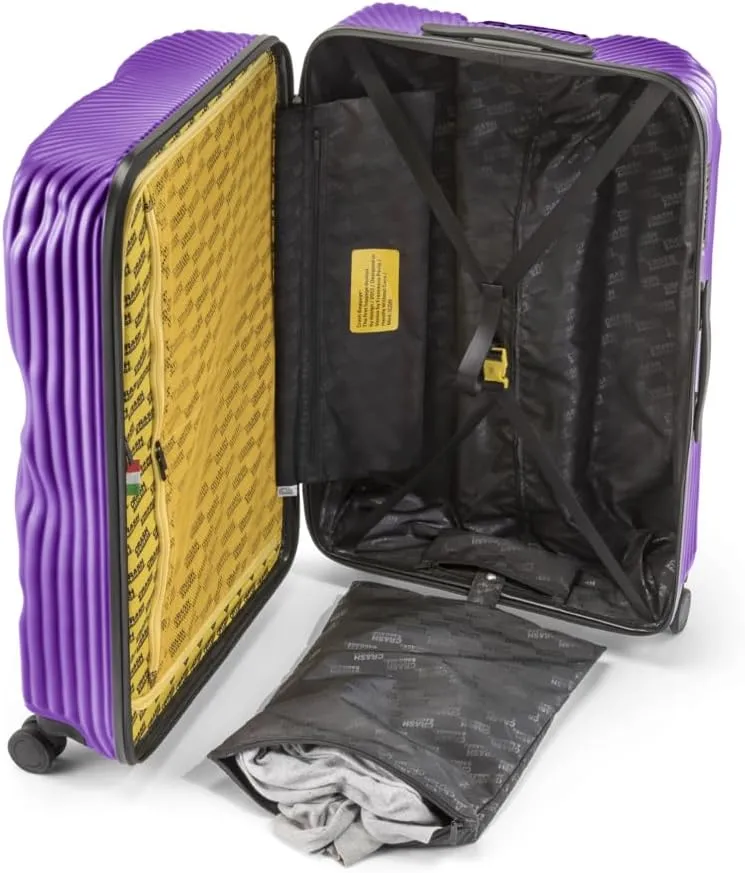 CRASH BAGGAGE Icon Stripe - 31 Inch Rolling Suitcase with 4 Spinner Wheels, Hardside Polycarbonate Travel Luggage, Lightweight, Interior Pockets, Airline Approved Lock, 100L - Large/Grape Violet