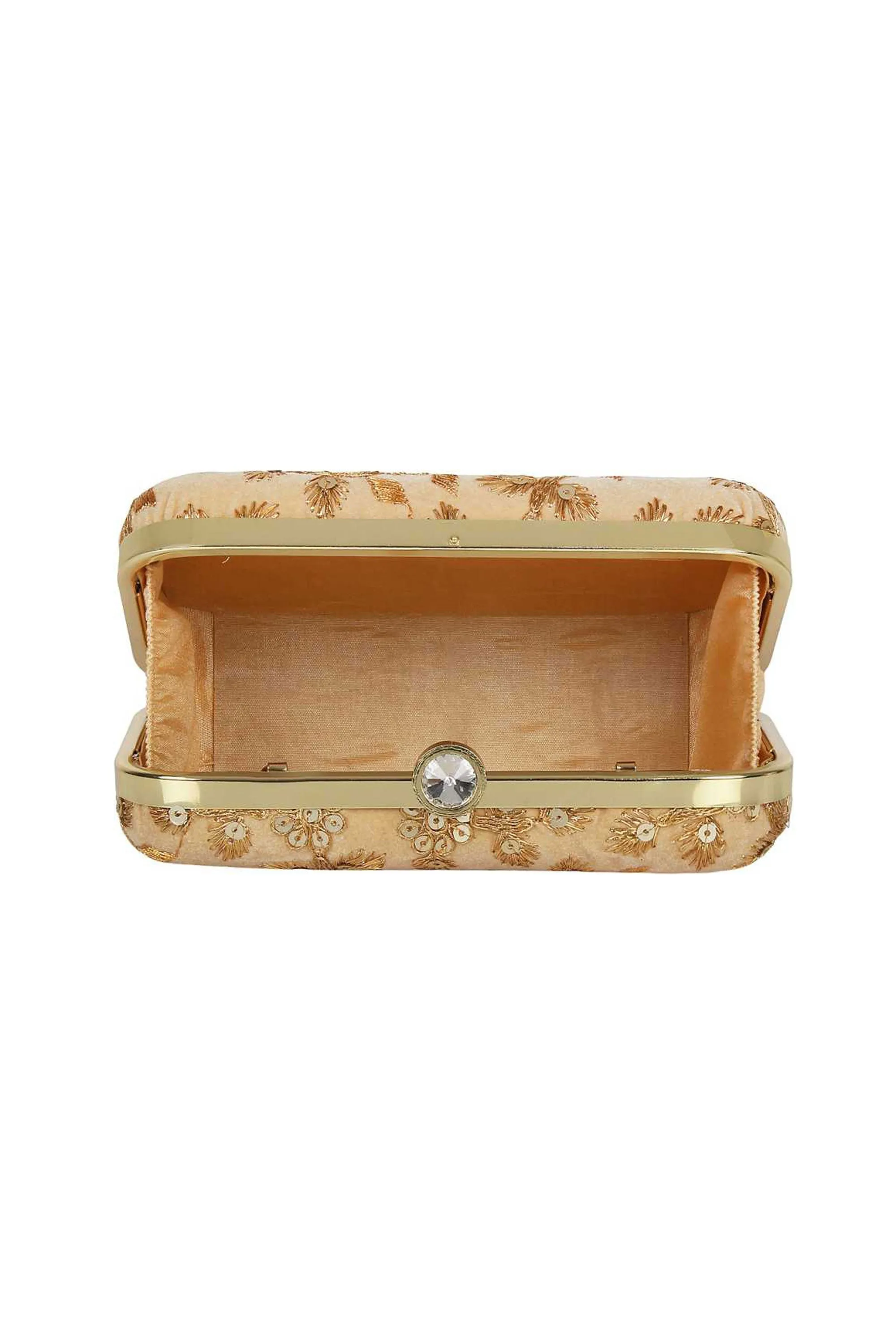 Cream Color Fancy Fabric Coveted Party Style Clutch Purses