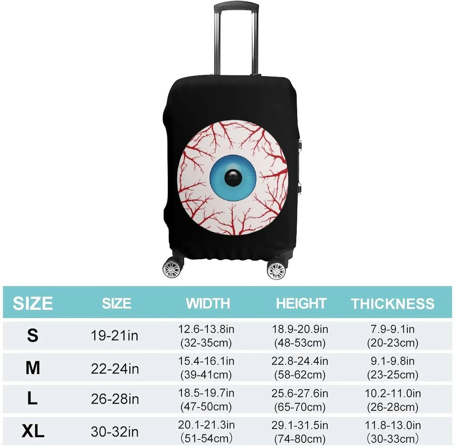 Creepy Bloodshot Eyeball Fashion Luggage Cover Protector Washable Elastic Suitcase Cover Anti-Scratch Unisex Travel S