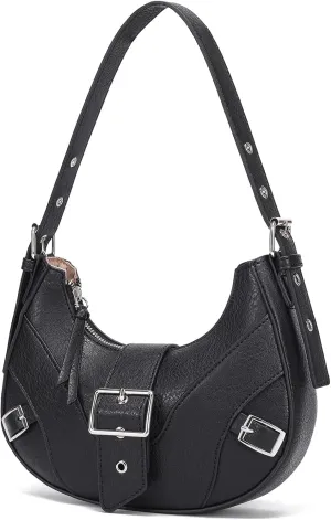 Crescent Small Shoulder Bag Y2k Purse Vintage Purses for Women with Buckle Punk Goth Grunge Emo Handbag