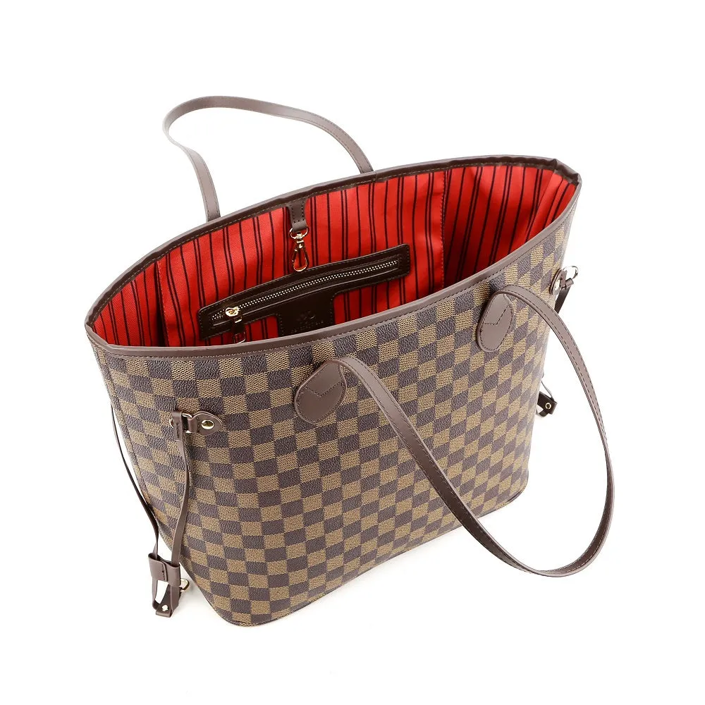 Crissy Checkered Totes with Wristlet Pochette