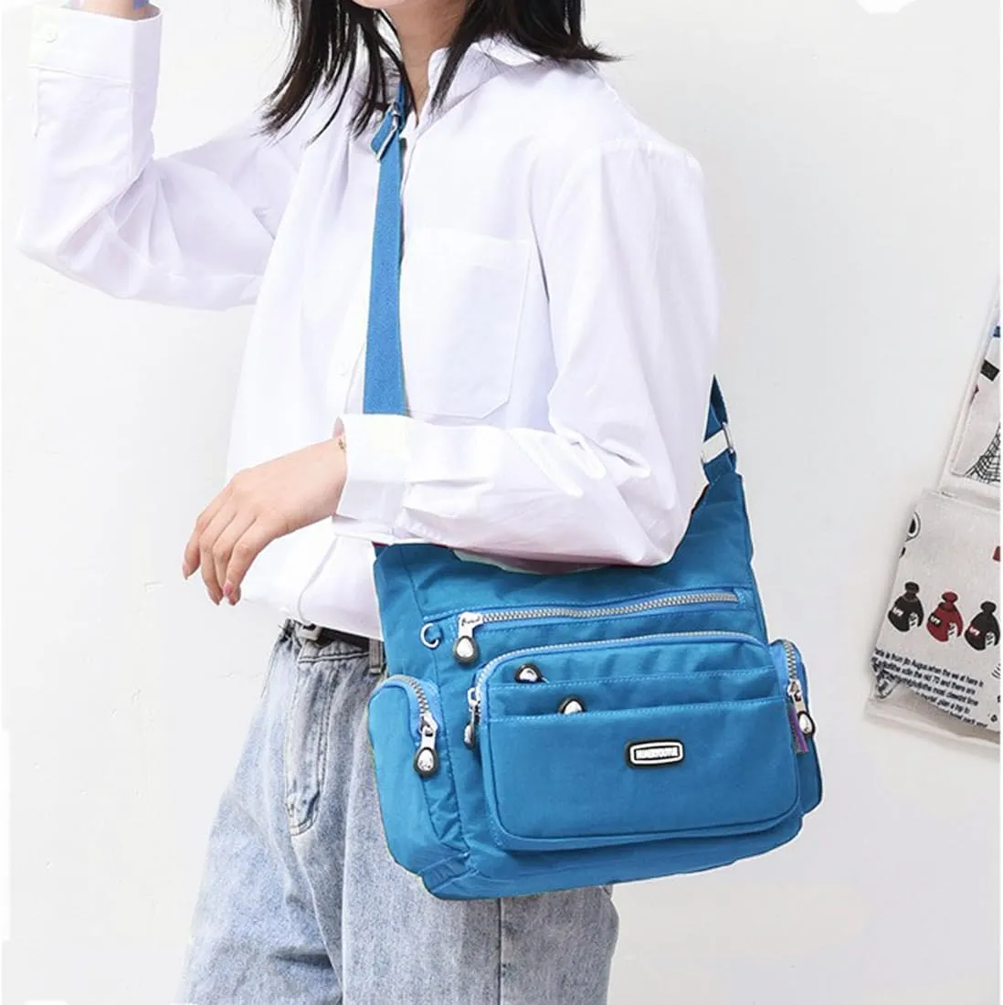 Crossbody Bag for Women with RFID Purses Multi Pocket Shoulder Bag Waterproof Purses and Handbags Pocketbooks