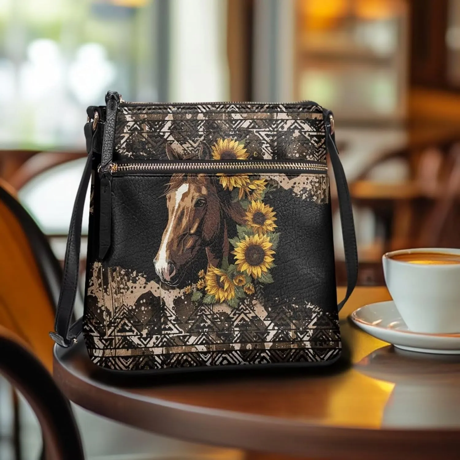 Crossbody Bag Purse Leather Women's Shoulder Handbags Multi Pocket Crossbody Purse with Adjustable Strap