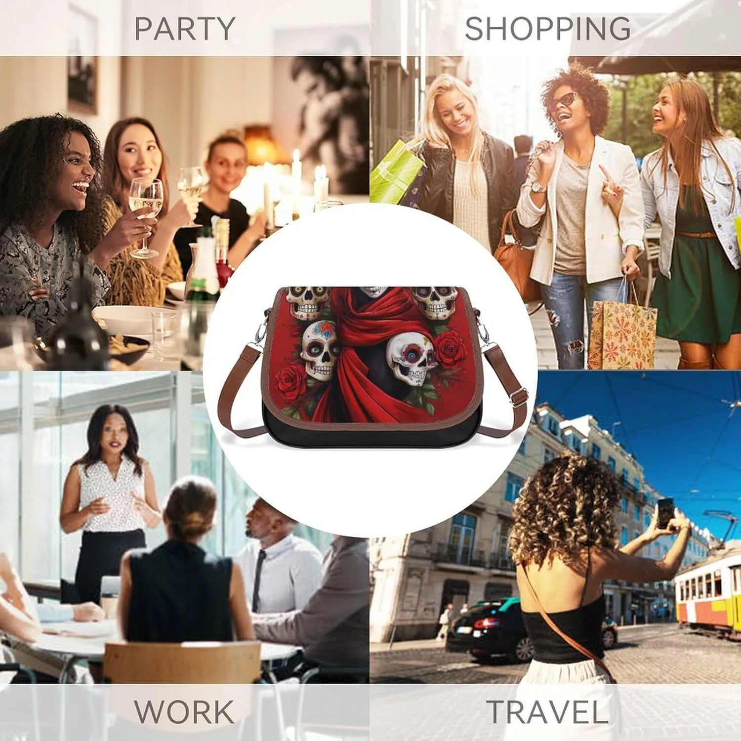 Crossbody Bag with Adjustable Strap for Women, Small Pu Leather Shoulder Handbags for Office