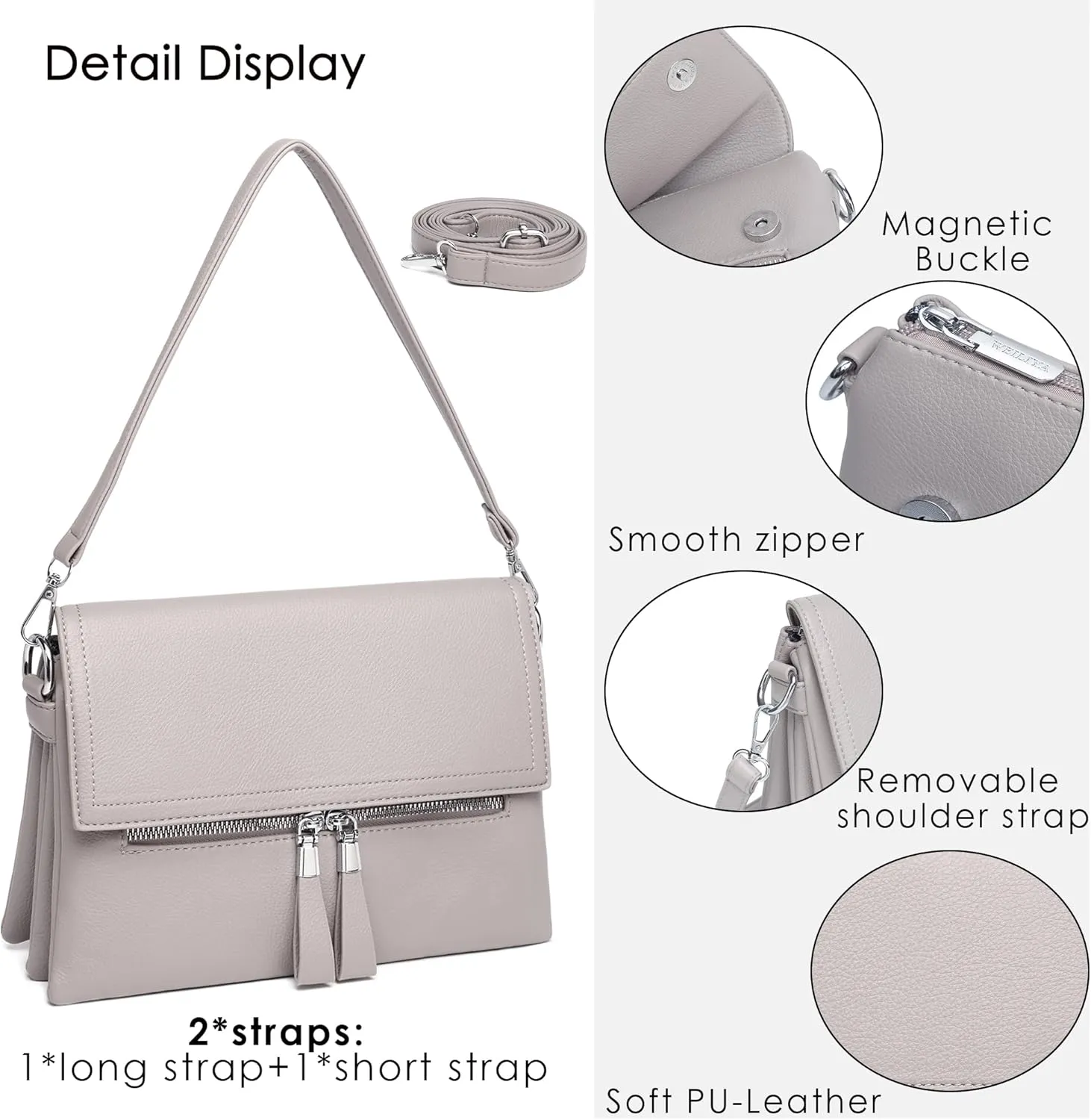 Crossbody Bags for Women Handbags, PU Leather Tote Bag Shoulder Bag Camera Bag Clutch with Adjustable Shoulder Strap (Apricot)