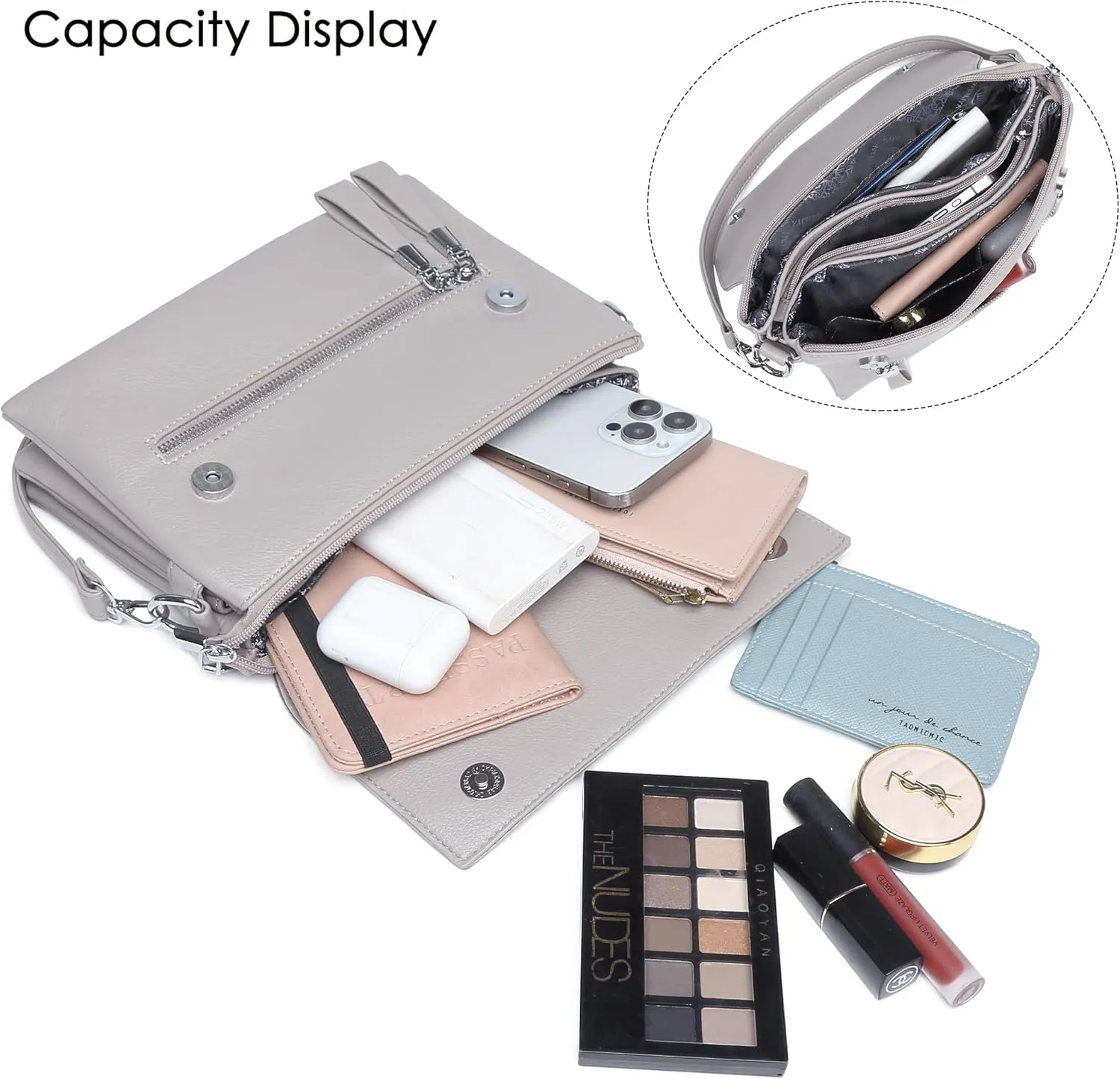 Crossbody Bags for Women Handbags, PU Leather Tote Bag Shoulder Bag Camera Bag Clutch with Adjustable Shoulder Strap (Apricot)