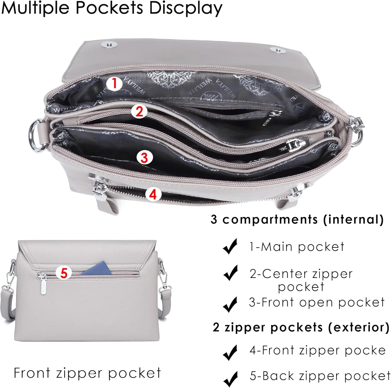 Crossbody Bags for Women Handbags, PU Leather Tote Bag Shoulder Bag Camera Bag Clutch with Adjustable Shoulder Strap (Apricot)