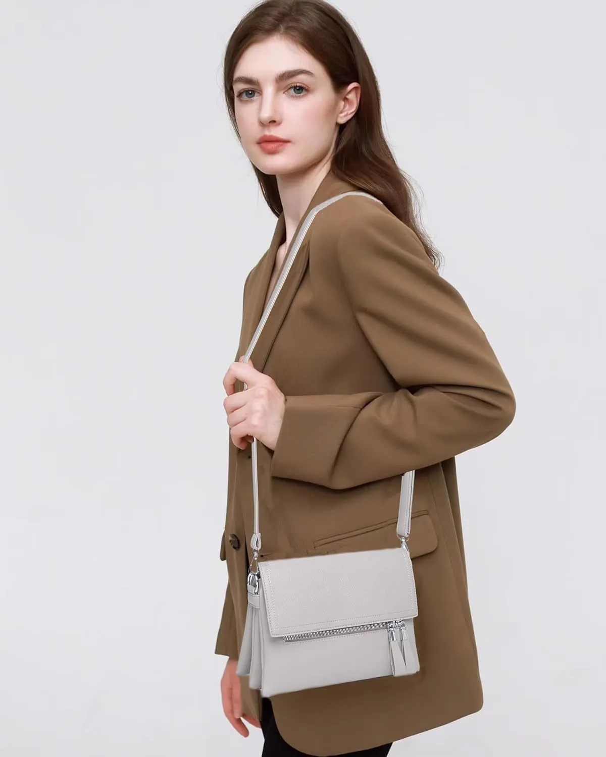 Crossbody Bags for Women Handbags, PU Leather Tote Bag Shoulder Bag Camera Bag Clutch with Adjustable Shoulder Strap (Apricot)