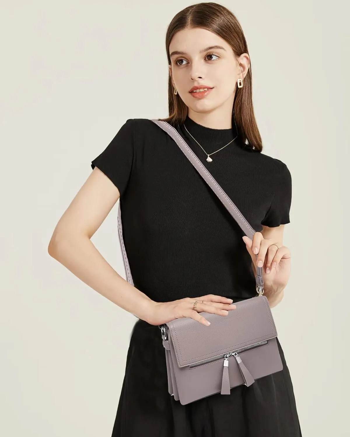 Crossbody Bags for Women Handbags, PU Leather Tote Bag Shoulder Bag Camera Bag Clutch with Adjustable Shoulder Strap (Apricot)