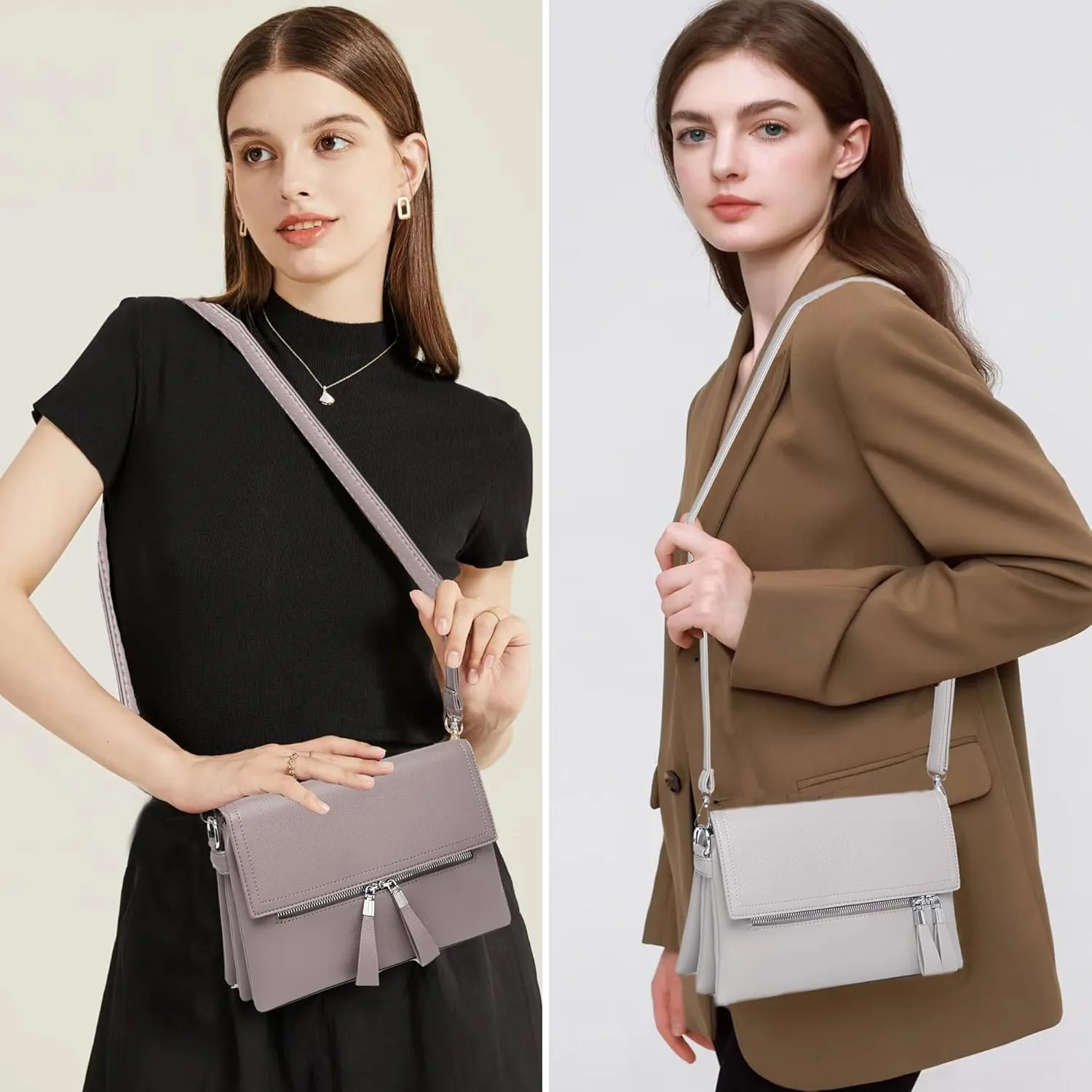 Crossbody Bags for Women Handbags, PU Leather Tote Bag Shoulder Bag Camera Bag Clutch with Adjustable Shoulder Strap (Apricot)