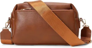 Crossbody Bags for Women Triple Zip Compartment Purses Vegan Leather Shoulder Handbags with Adjustable Shoulder Strap