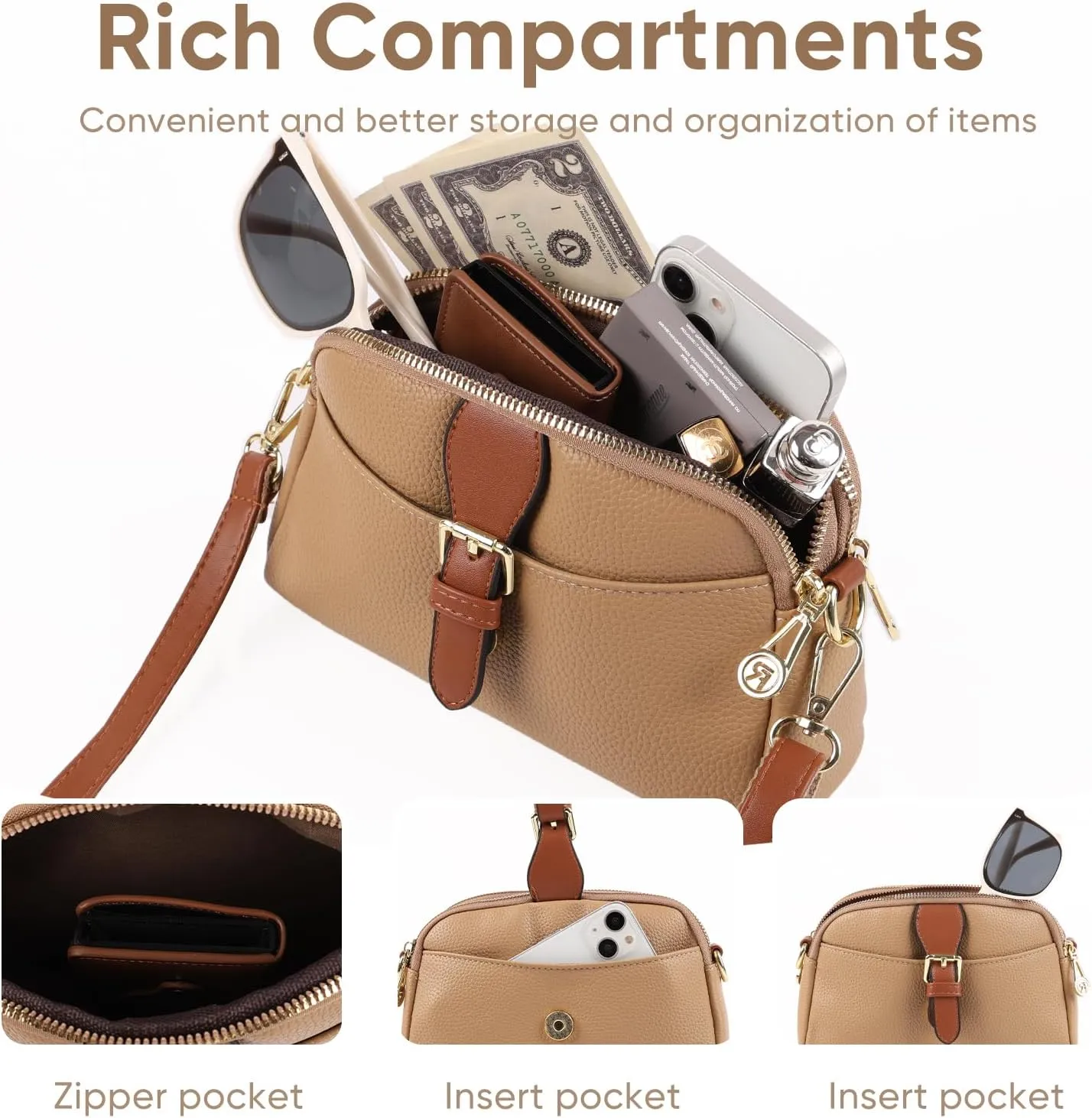 Crossbody Bags for Women, Vegan Leather Shoulder Handbags 2024，Purses for Women with Adjustable Wide Strap