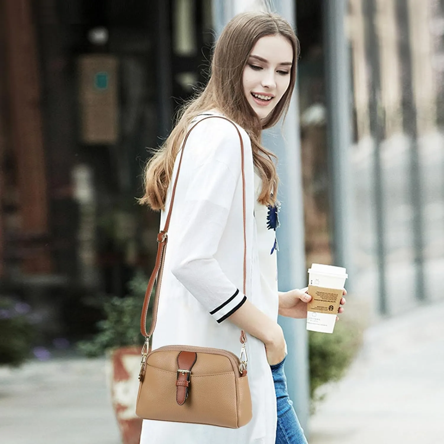 Crossbody Bags for Women, Vegan Leather Shoulder Handbags 2024，Purses for Women with Adjustable Wide Strap
