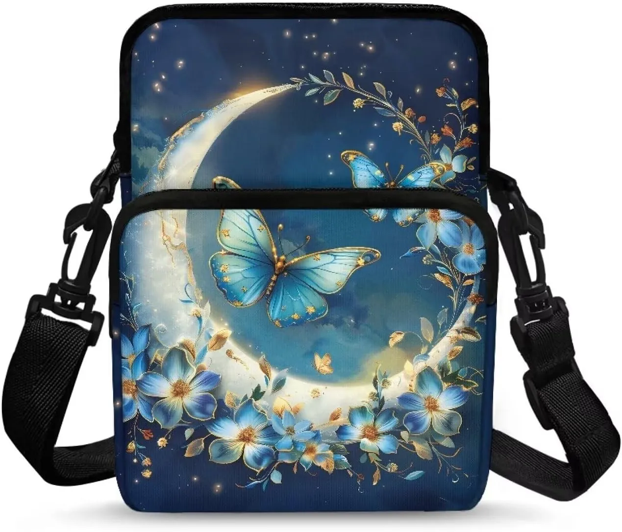 Crossbody Shoulder Bag for Girls, 2 Layer Lightweight Messenger Bag Waist Pouch