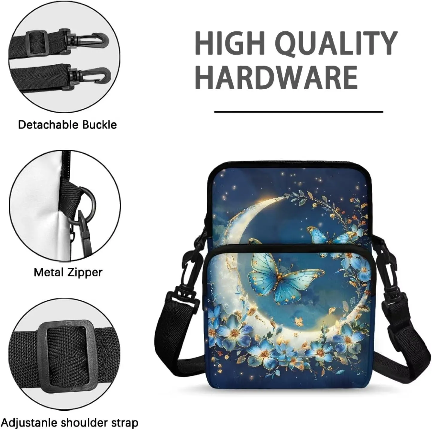 Crossbody Shoulder Bag for Girls, 2 Layer Lightweight Messenger Bag Waist Pouch