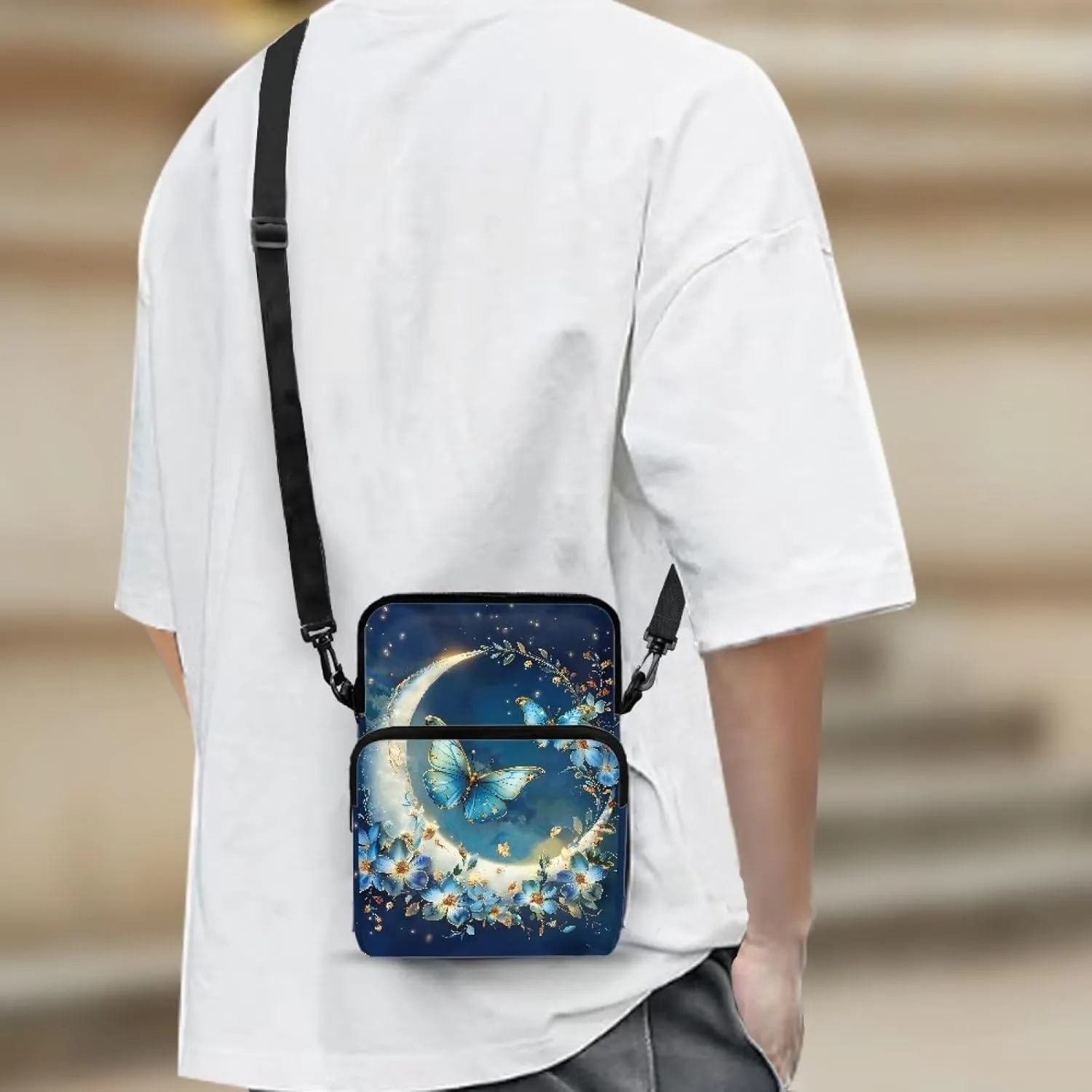 Crossbody Shoulder Bag for Girls, 2 Layer Lightweight Messenger Bag Waist Pouch