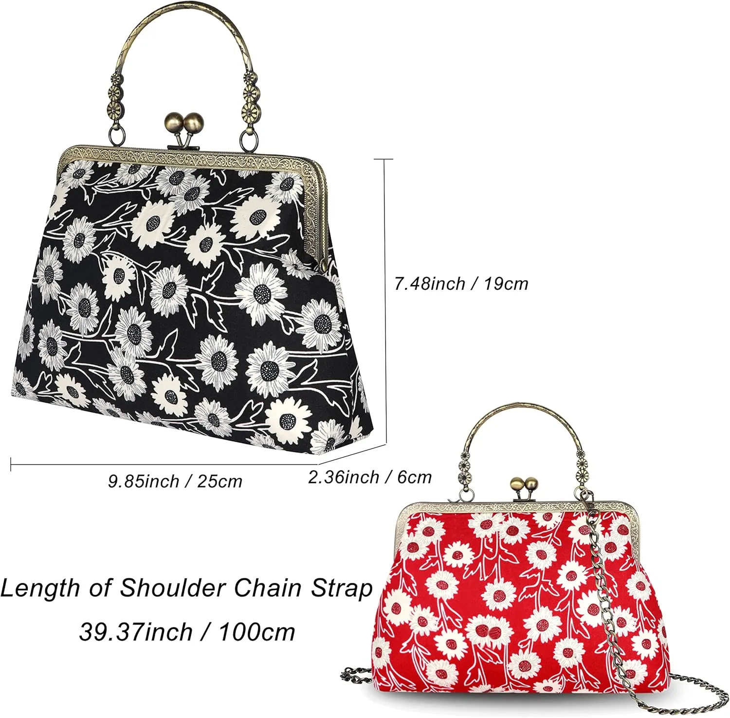 Crossbody Tote Bag Floral Satchel Purse Handbag for Women