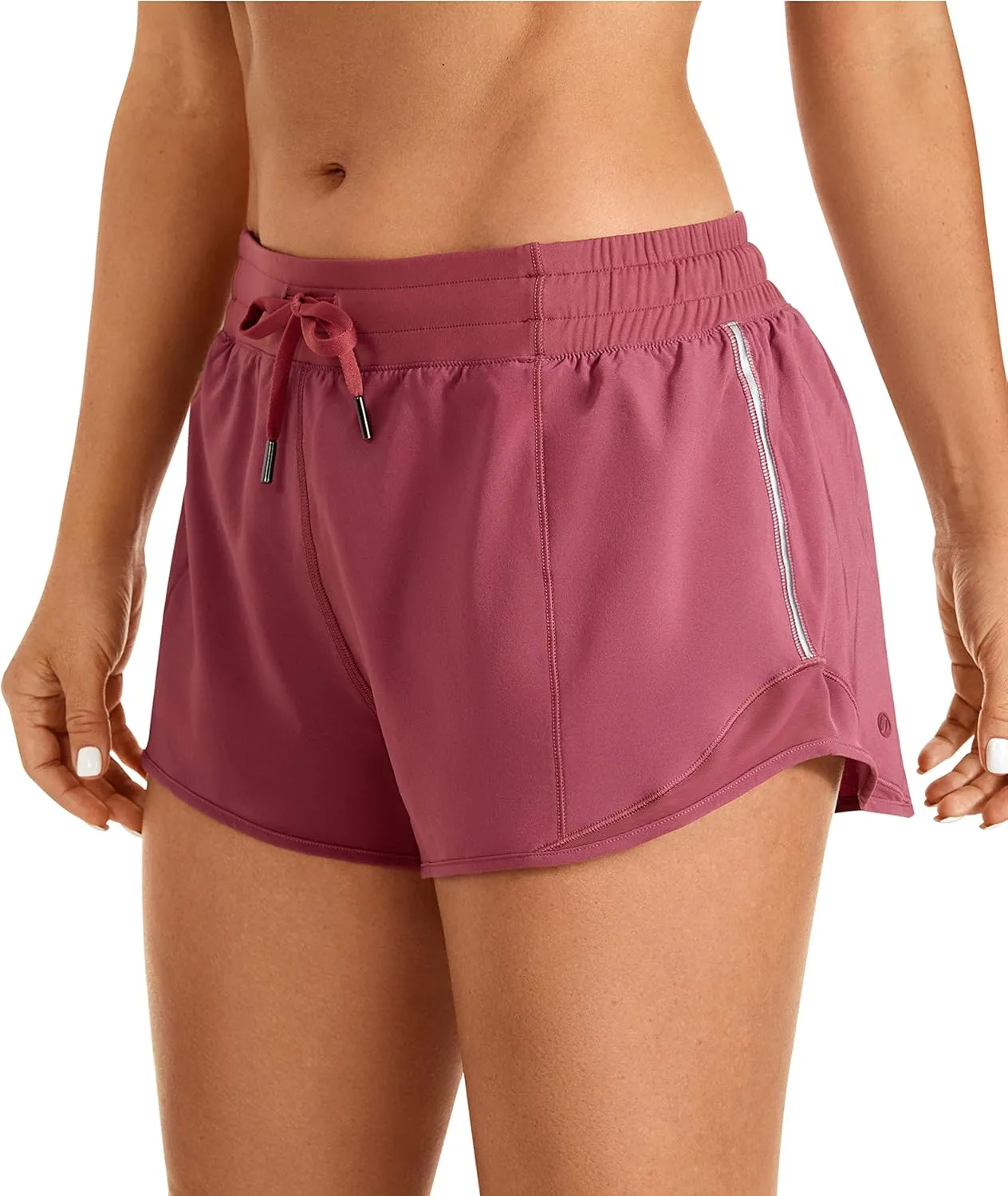 CRZ YOGA Athletic Shorts for Women with Zip Pocket, 2.5" Mid Waist Mesh Liner Shorts for Running Gym Workout