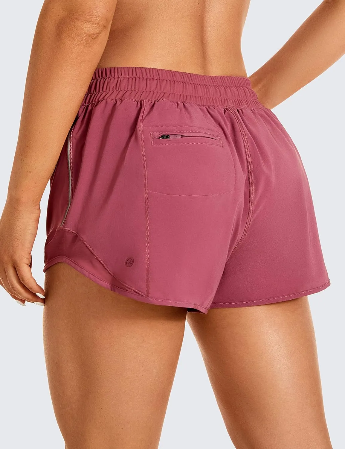 CRZ YOGA Athletic Shorts for Women with Zip Pocket, 2.5" Mid Waist Mesh Liner Shorts for Running Gym Workout