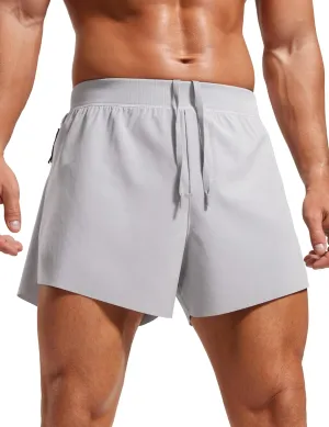 CRZ YOGA Mens Side Split Running Shorts 4'' - Quick Dry for Athletic Gym Workout with Zip Pocket and Brief Liner