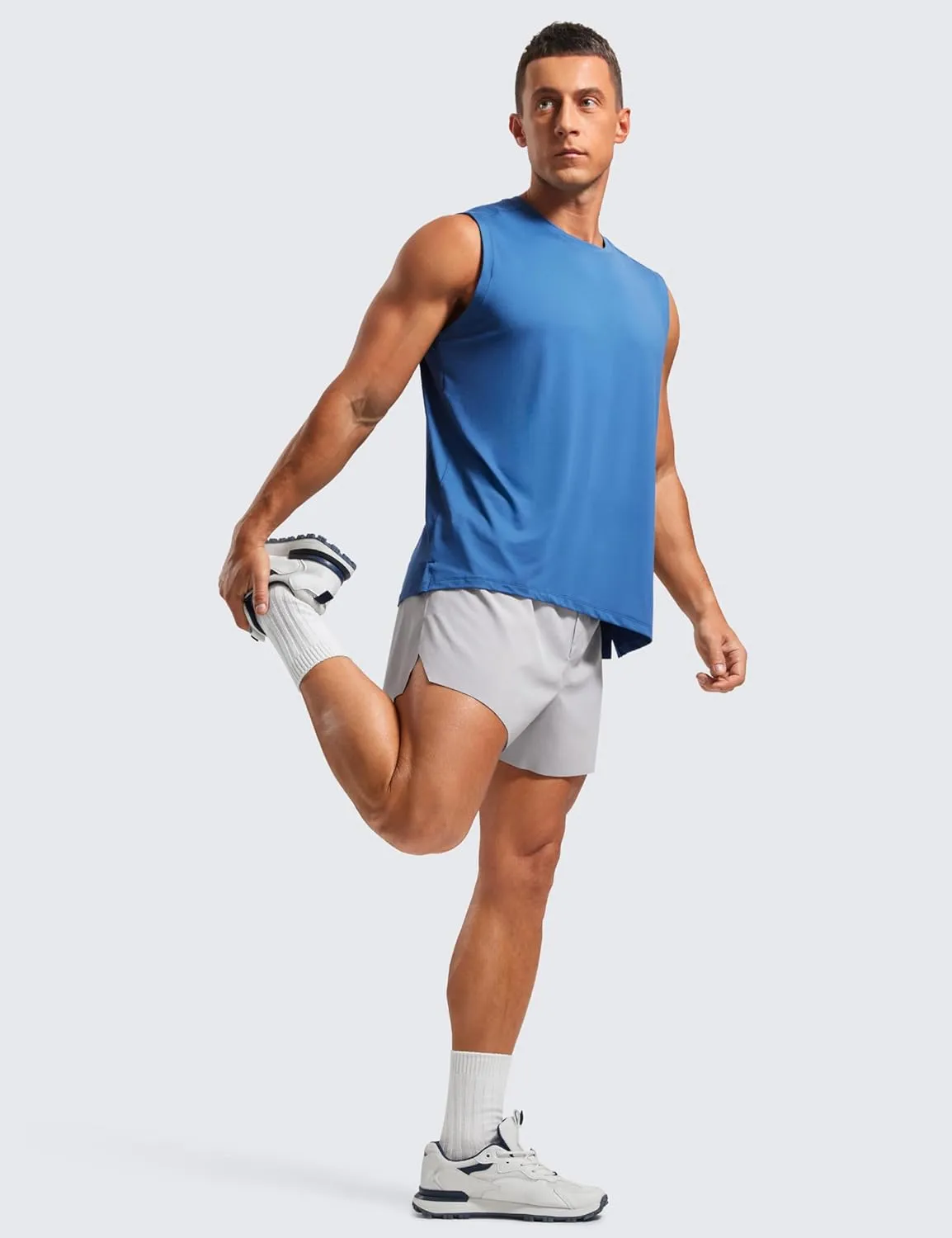 CRZ YOGA Mens Side Split Running Shorts 4'' - Quick Dry for Athletic Gym Workout with Zip Pocket and Brief Liner