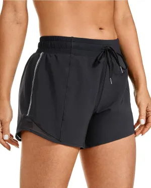CRZ YOGA Womens Athletic Running Shorts with Zip Pocket, 4" Mid-Waist Mesh Liner Gym Workout Shorts