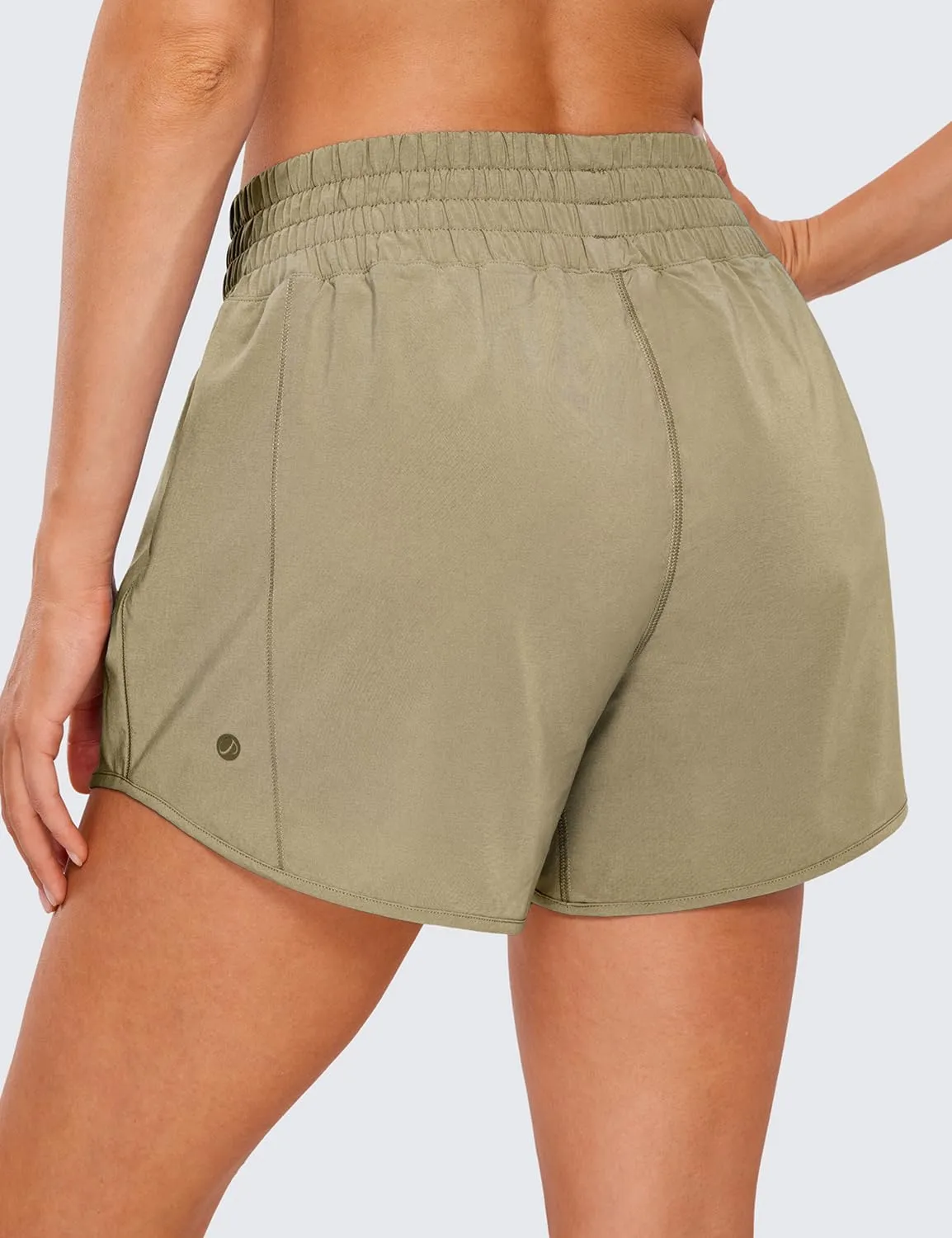 CRZ YOGA Womens High Waisted Running Shorts 4'' - Mesh Liner Lightweight Gym Sport Athletic Workout Shorts with Zipper Pocket
