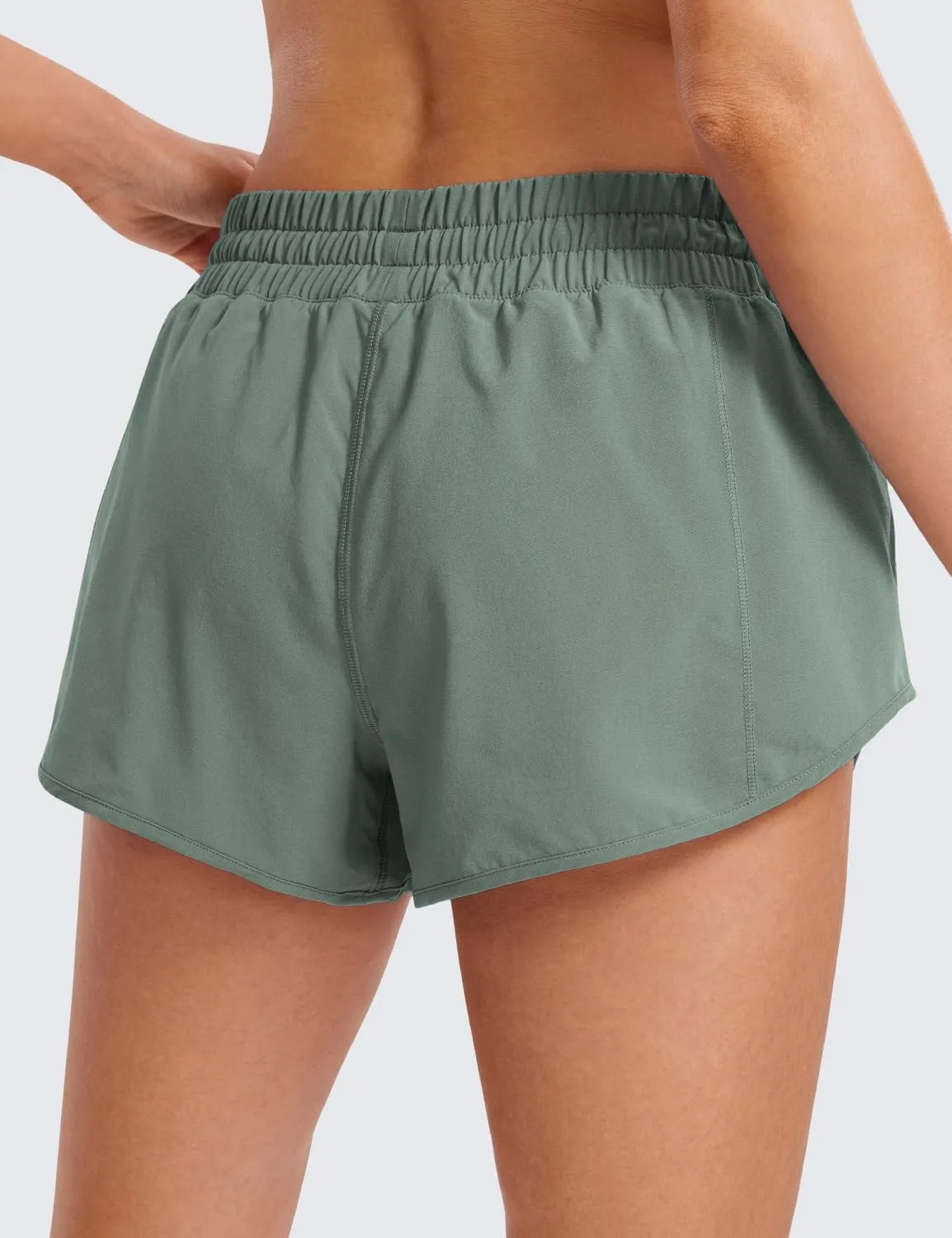 CRZ YOGA Women's Running Shorts Low Waisted 2.5" - Mesh Liner Quick Dry for Track Gym Athletic Workout with Zip Pocket