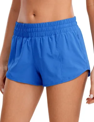 CRZ YOGA Women's Running Shorts Low Waisted 2.5" - Mesh Liner Quick Dry for Track Gym Athletic Workout with Zip Pocket