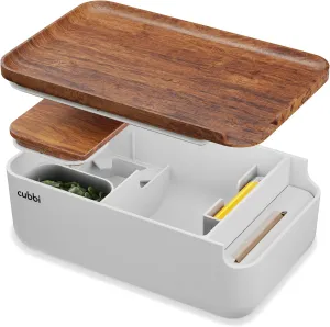 Cubbi - Airtight Box with Tray - Silicone Seals - 100% Air-Tight Storage Box with Accessories – White