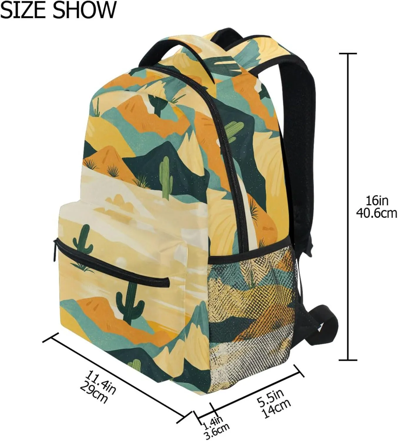 Cute Backpack for Unisex Adult Waterproof School Book Bag with Chest Strap for Business Work College Travel Trip Western Cowboy Spurs Boho Cactus Mountains