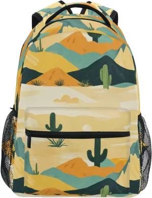 Cute Backpack for Unisex Adult Waterproof School Book Bag with Chest Strap for Business Work College Travel Trip Western Cowboy Spurs Boho Cactus Mountains